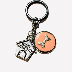 Dog Bone Keychain with Best Friend Charm